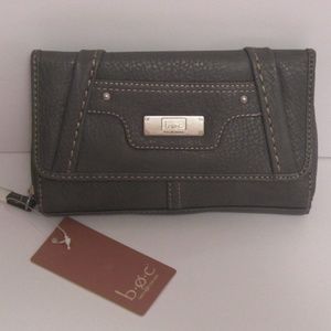 NWT Charcoal Wallet Faux Pebbled Leather